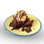 Brownie de chocolate con helado de vainilla