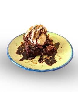 Brownie de chocolate con helado de vainilla